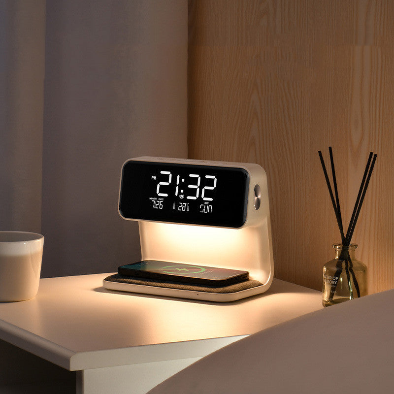 3 In 1 Bedside Lamp Wireless Phone Charging LCD Screen Alarm Clock