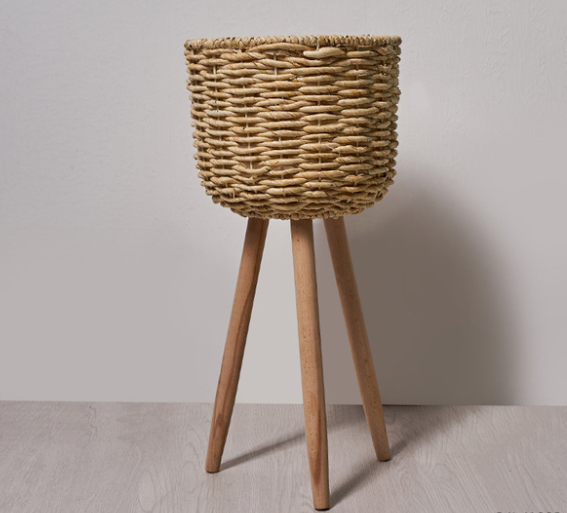 Floor - standing flowerpot straw furniture