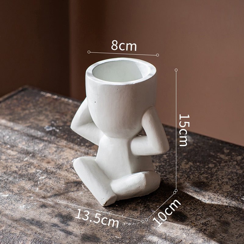 Little White Man Doodle Flower Pot Flower Succulent