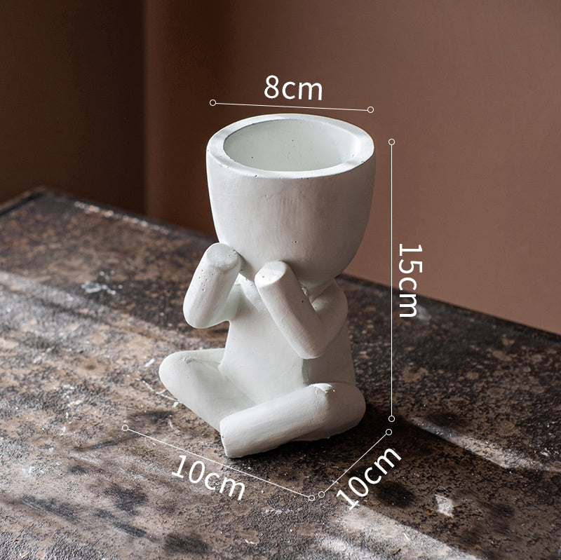 Little White Man Doodle Flower Pot Flower Succulent