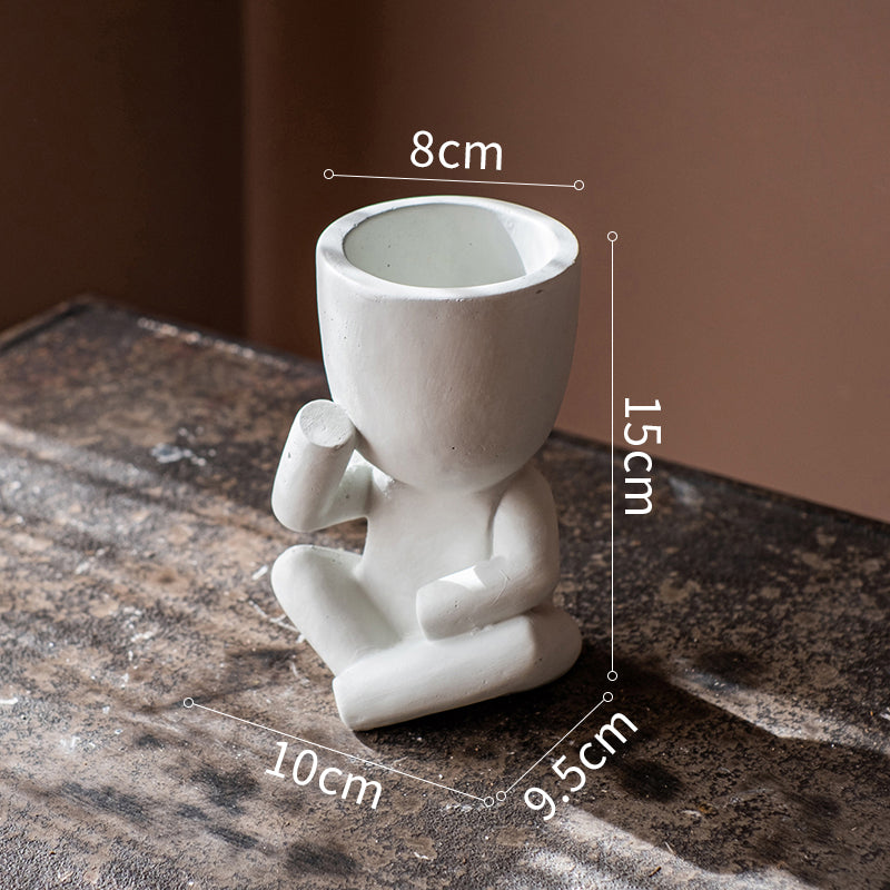 Little White Man Doodle Flower Pot Flower Succulent