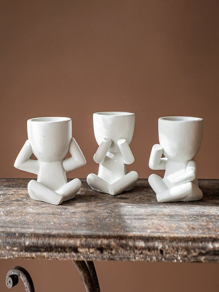 Little White Man Doodle Flower Pot Flower Succulent