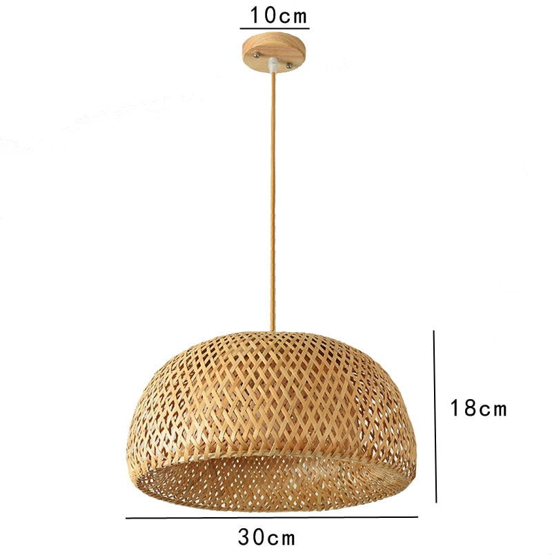 Hand Knitted Bamboo Pendant Lights Weaving Hanging Lamp Garden Restaurant Home Decor Lighting Fixtures