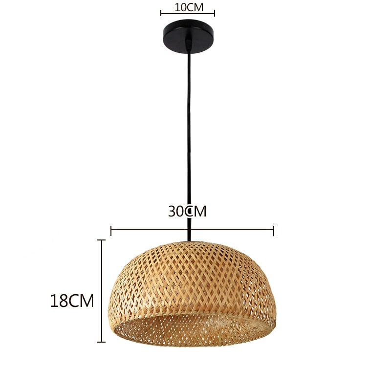 Hand Knitted Bamboo Pendant Lights Weaving Hanging Lamp Garden Restaurant Home Decor Lighting Fixtures