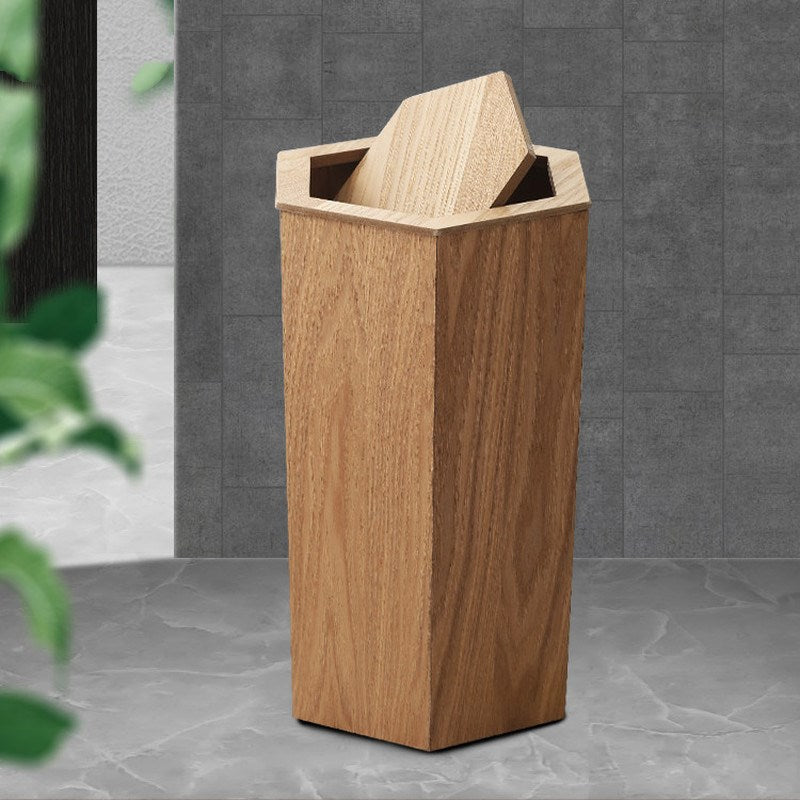 Wooden Trash Can Home Living Room Creative With lid Nordic Wooden Trash Can