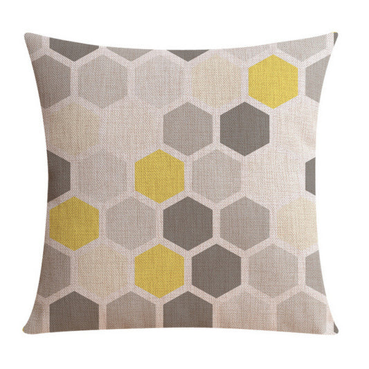 Yellow Grey Pillow Case Multi Modern Patterns