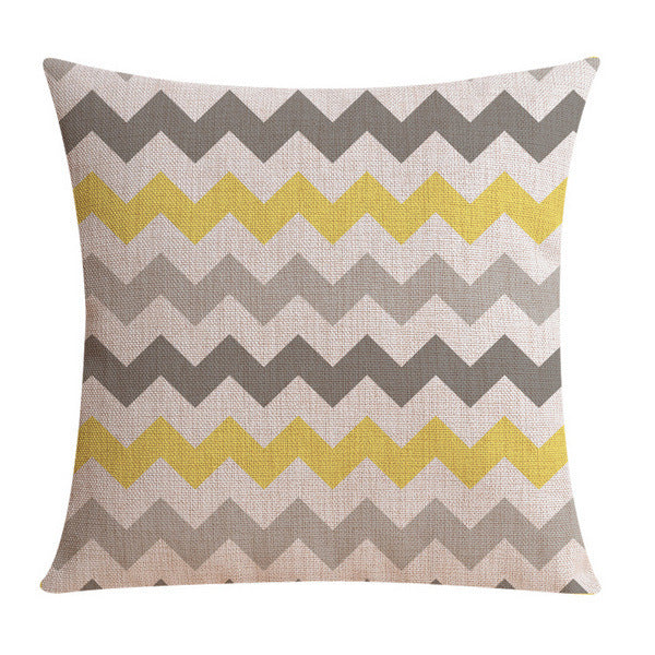 Yellow Grey Pillow Case Multi Modern Patterns