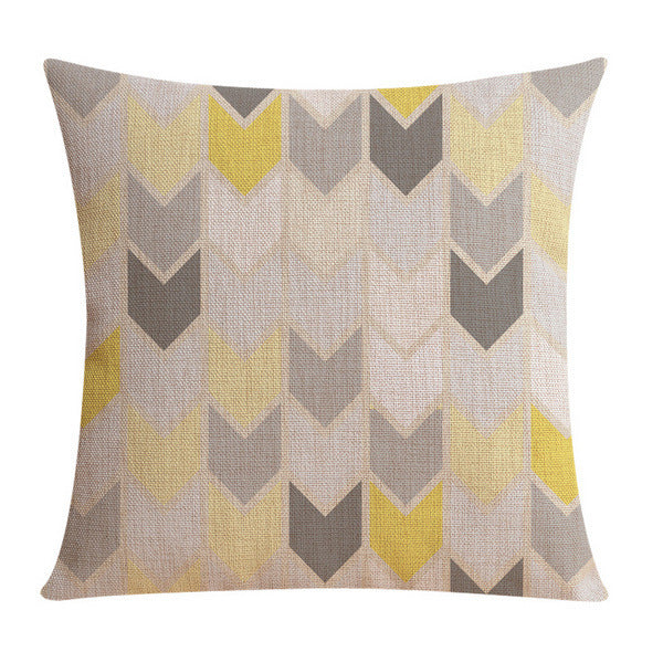 Yellow Grey Pillow Case Multi Modern Patterns