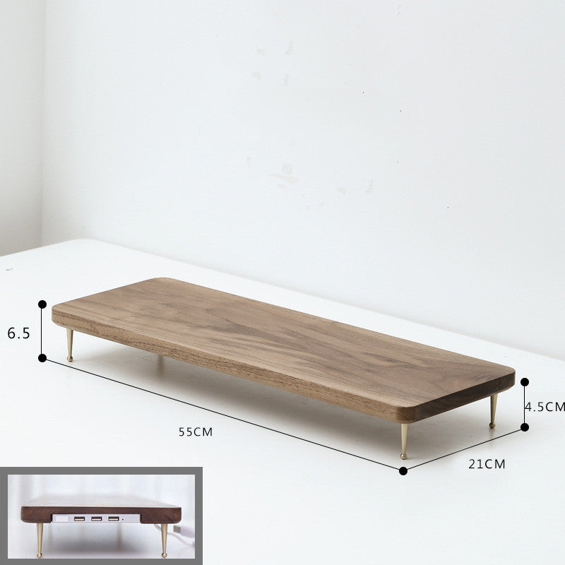 Walnut Office Desk Clean Modern USB Design