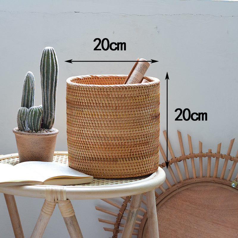 Storage Basket Round Hand Woven Bamboo