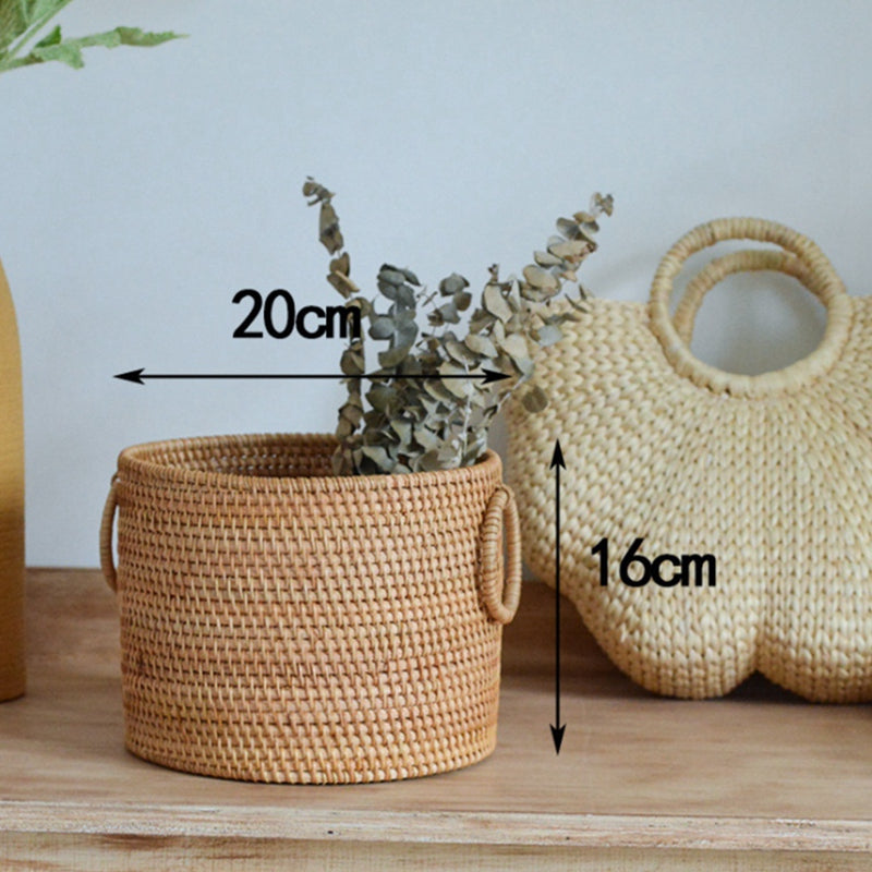 Storage Basket Round Hand Woven Bamboo