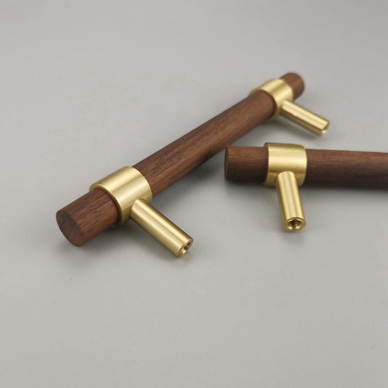 Real Wood Brass Cabinet Door Shaker Handles Modern Touch