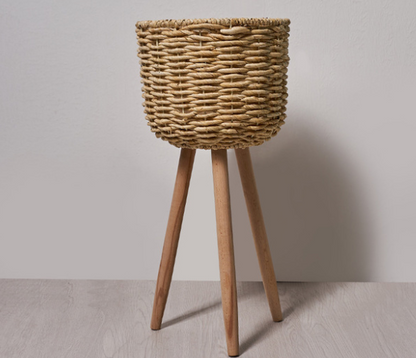 Floor - standing flowerpot straw furniture