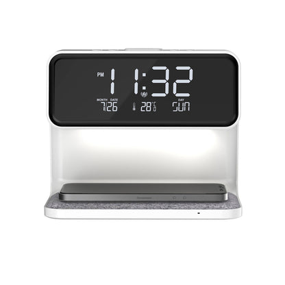 3 In 1 Bedside Lamp Wireless Phone Charging LCD Screen Alarm Clock