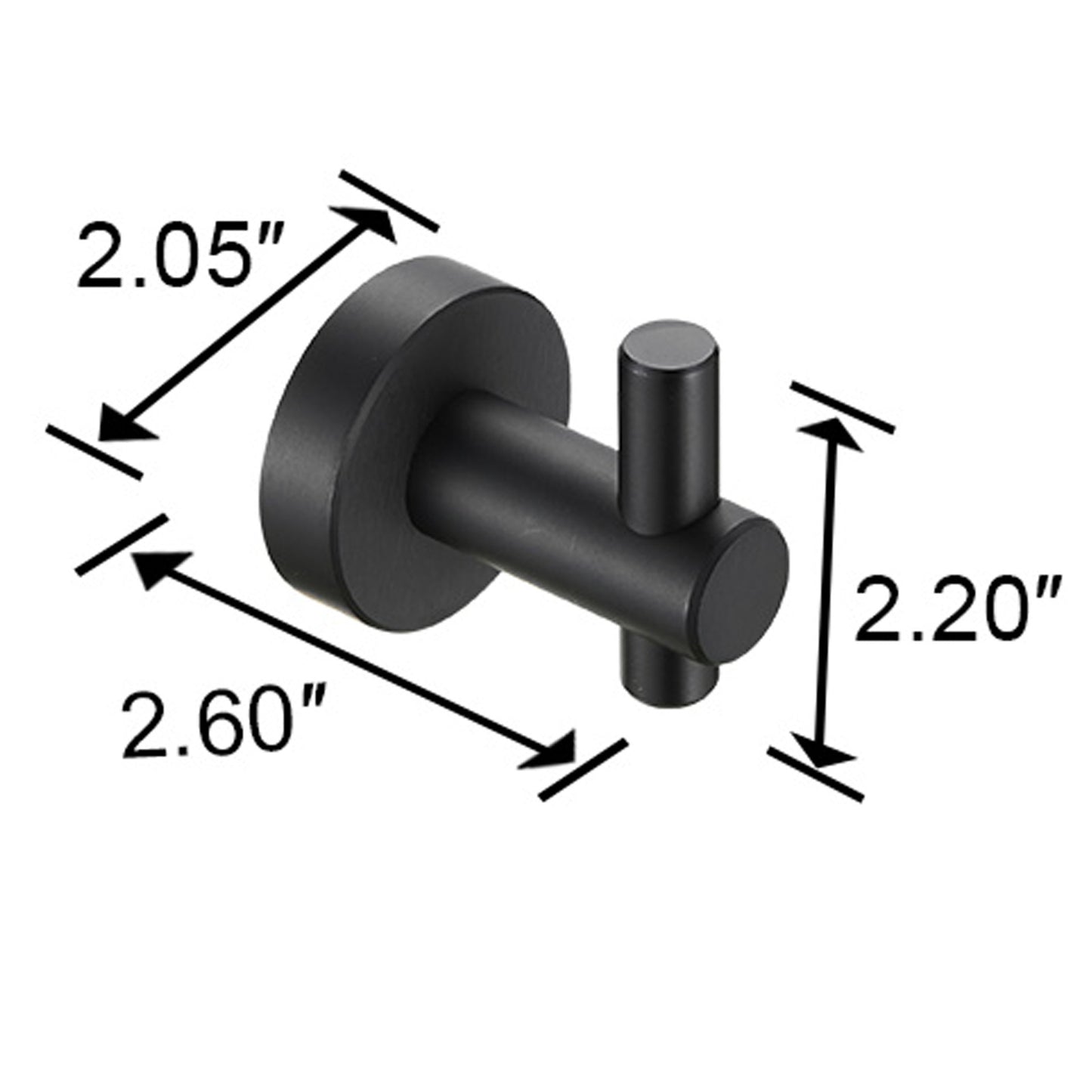 Round Base Wall Hook With Screws  Matte Black Hook, 4-piece Set, Furniture Hardware,