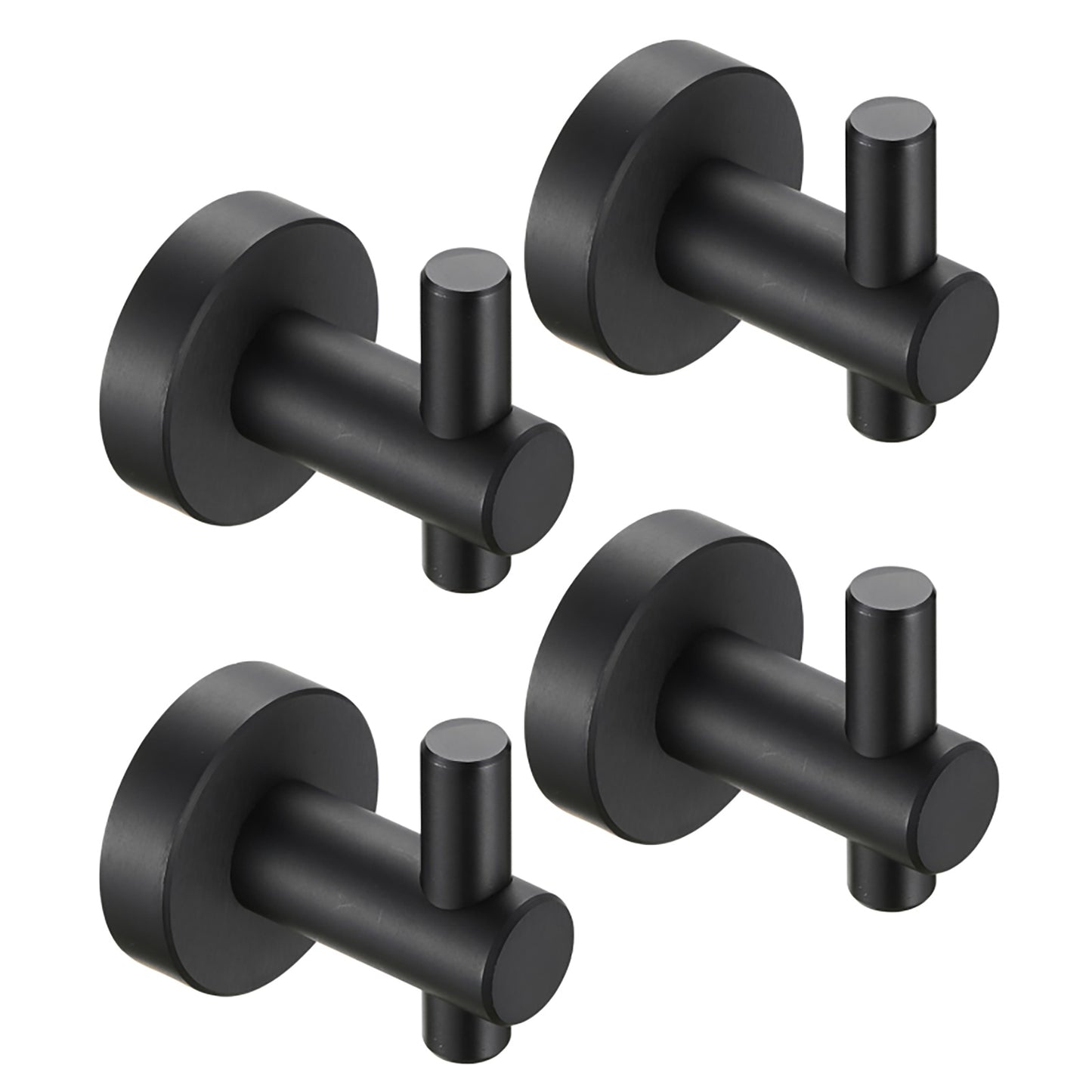 Round Base Wall Hook With Screws  Matte Black Hook, 4-piece Set, Furniture Hardware,