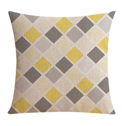 Funda de almohada gris amarillo con patrones modernos múltiples