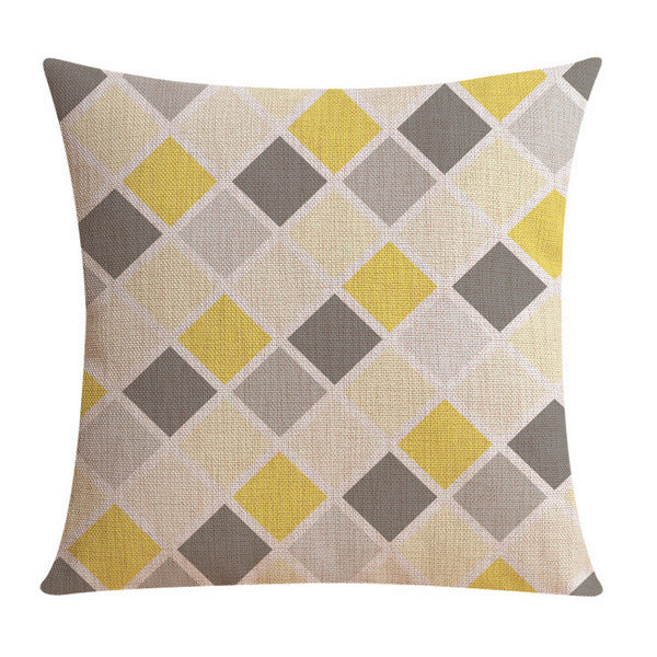 Yellow Grey Pillow Case Multi Modern Patterns
