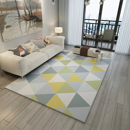 Alfombra de salón de colores con patrones geométricos modernos, múltiples y simples