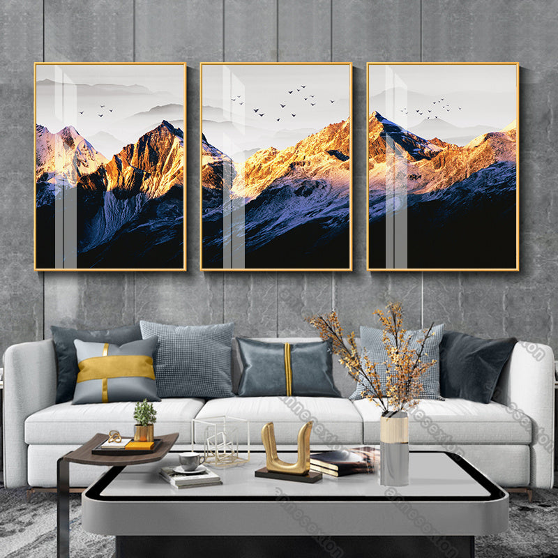 Diseño creativo de la sala de estar del dormitorio de la pintura del pico de la montaña