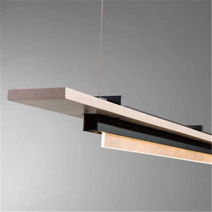 Lustre suspendu en bois véritable à LED de style minimal ultramoderne