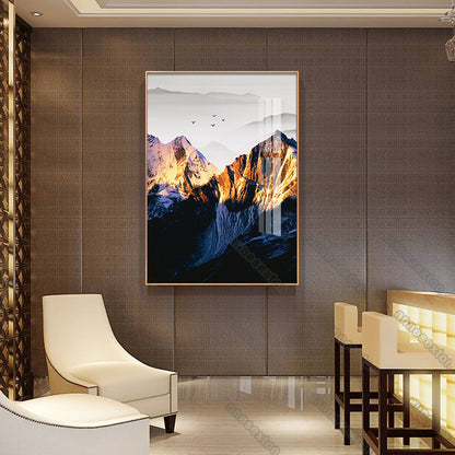 Diseño creativo de la sala de estar del dormitorio de la pintura del pico de la montaña
