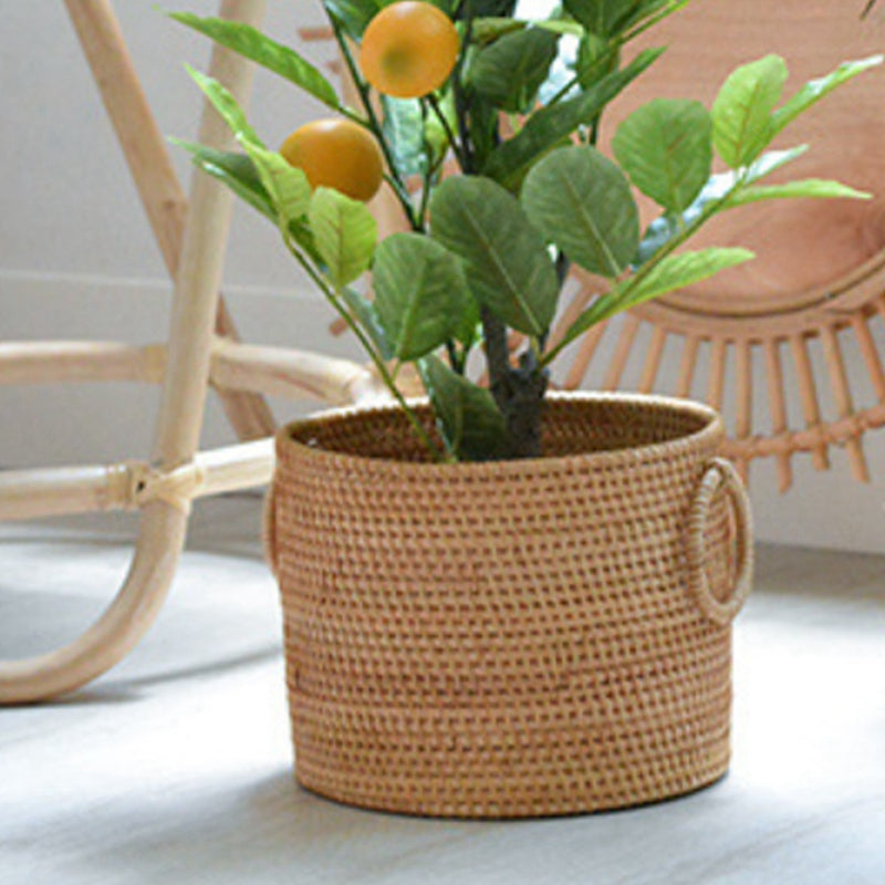 Storage Basket Round Hand Woven Bamboo